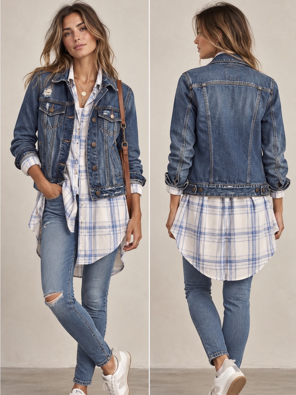 Abercrombie & Fitch Women's Distressed Denim Jacket XS+ Hollister Shirt Small